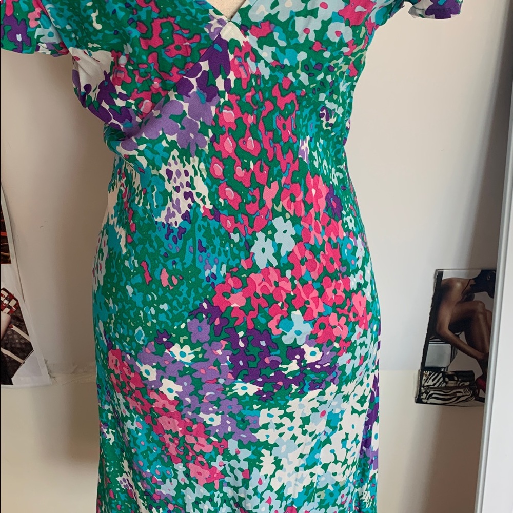 💐NWT Rails Green Floral Midi Dress with Pink, Purple & White Accents, Sz S - Picture 8 of 13